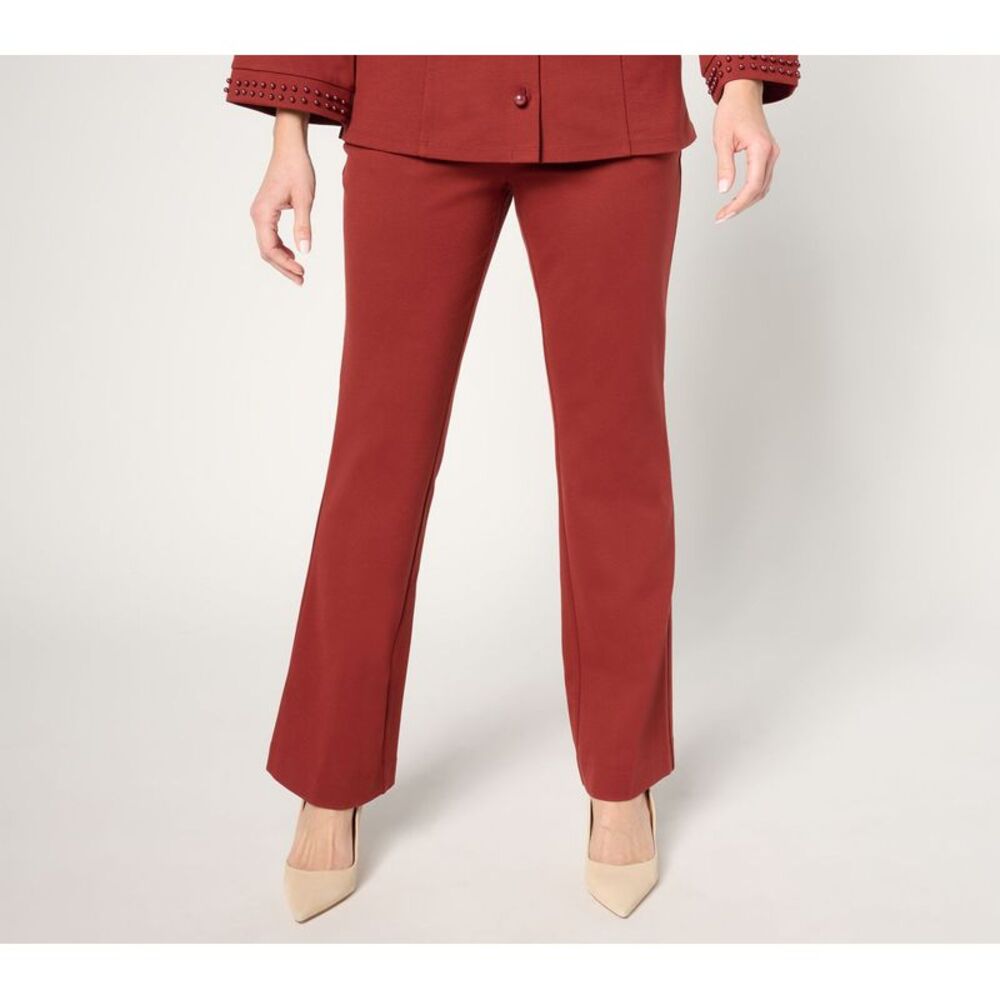 Summersalt Women's Plus Sz Pants 1X Pull-On Tailored Knit Pant Brown A675932